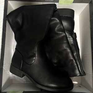 Sun + Stone Black Faux Leather Boots 6.5 (New Condition)